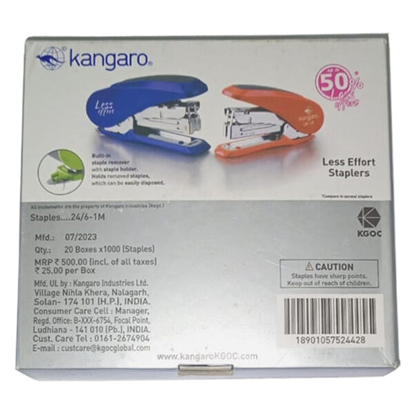 Kangaro Stapler Pin No. 24/6-1M: Pack of 20 Pcs | Heavy Duty Steel Wire Staple Pin | Perfect for Office, Home & School - Image 2