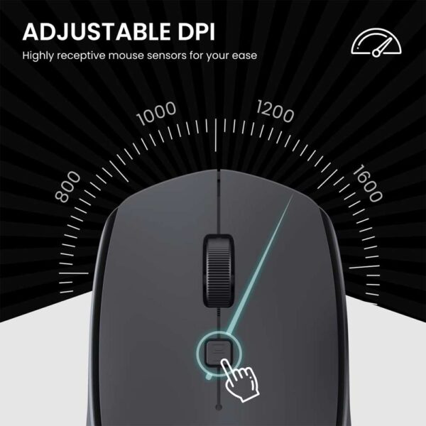 Portronics Toad 23 Wireless Optical Mouse with 2.4GHz, USB Nano Dongle, Optical Orientation, Click Wheel, Adjustable DPI - Image 4